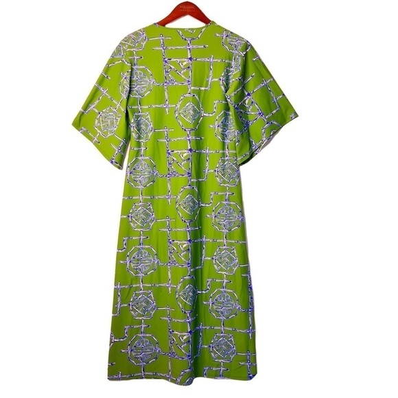 JUDE CONNALLY NWT Bamboo Lattice Print Knit Split V Neck Midi Dress Size XS - Picture 10 of 15